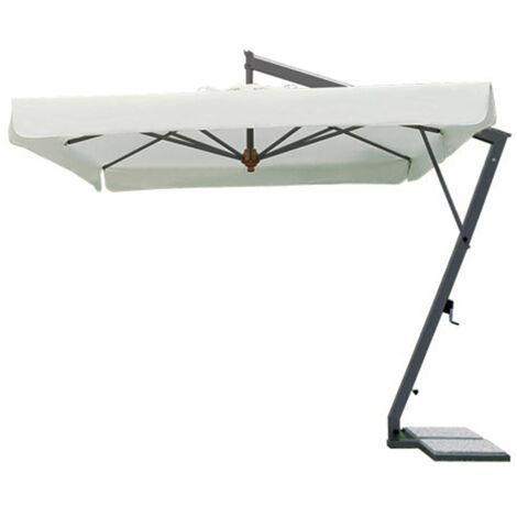 Ombrellone rettangolare professionale con palo laterale "Napoli Braccio" in alluminio per giardino (Made In Italy) -300 x 400 / Ecru' / Ombrellone