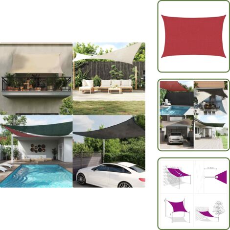 Ombrellone rosso - vidaXL Vela Parasole 160 g/m² Rossa 3x5 m in HDPE - Ombrellone 3x5 m
