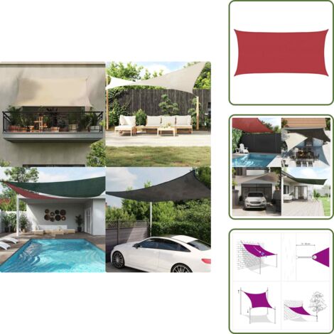 Ombrellone rosso - vidaXL Vela Parasole 160 g/m² Rossa 3x6 m in HDPE - Ombrellone 3x6 m