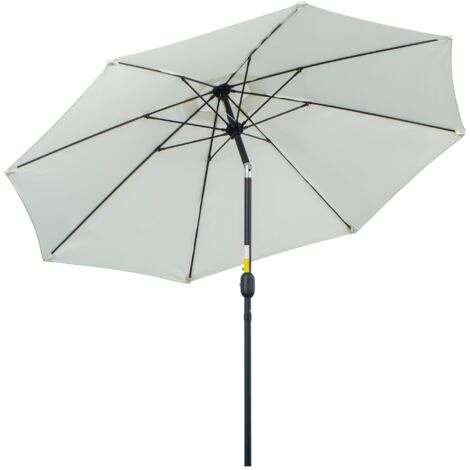Ombrellone Rotondo e Regolabile Ø265x240 cm in Poliestere Metallo e Fibra di Vetro Crema