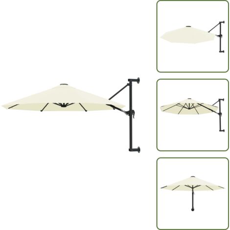 Ombrellone sabbia - vidaXL Ombrellone a Muro con Palo in Metallo 300 cm Sabbia - Ombrellone anti UV
