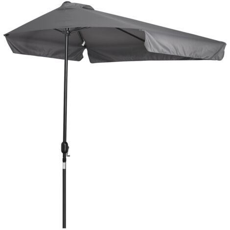 OMBRELLONE SEMICIRCOLARE DA TERRAZZA E GIARDINO CON MANOVELLA, 230X130X249CM, GRIGIO