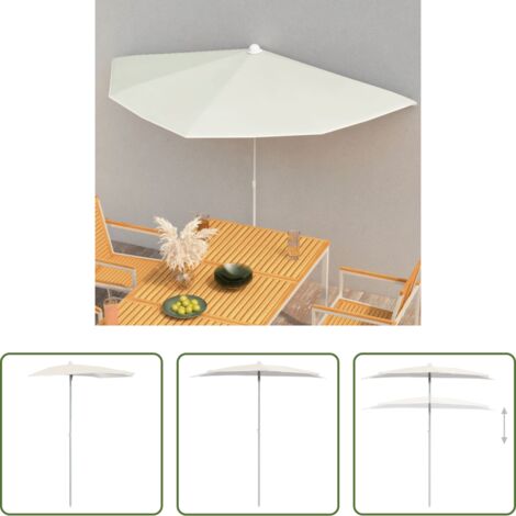 Ombrellone semicircolare -  Ombrellone Semicircolare da Giardino con Palo 180x90 cm Sabbia