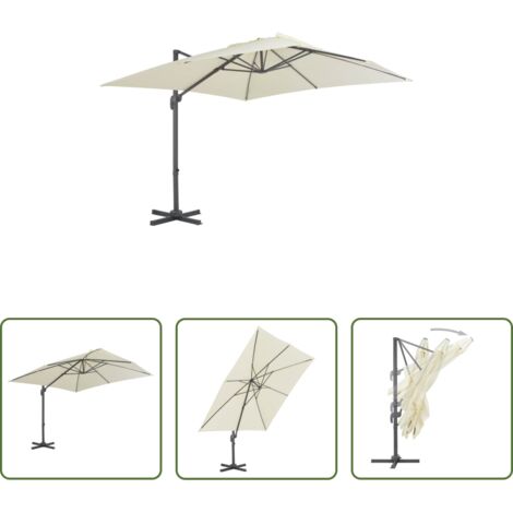 Ombrellone sospeso -  Ombrellone da giardino a sbalzo con palo in alluminio 300x300 cm Sabbia