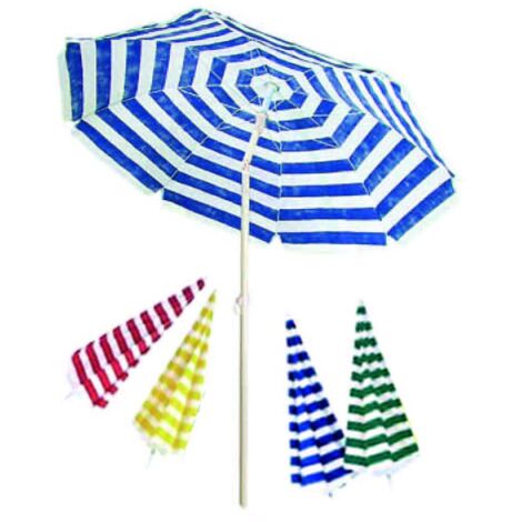 Ombrellone Spiaggia In Cotone Tondo Cm.200 - colore bianco/blu