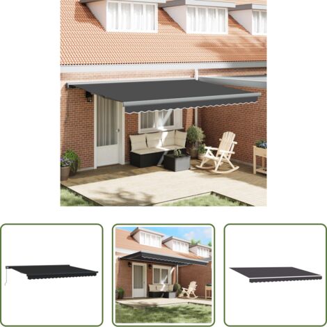 Ombrellone -  Tenda Retrattile Antracite e Grigio 400 × 300 cm