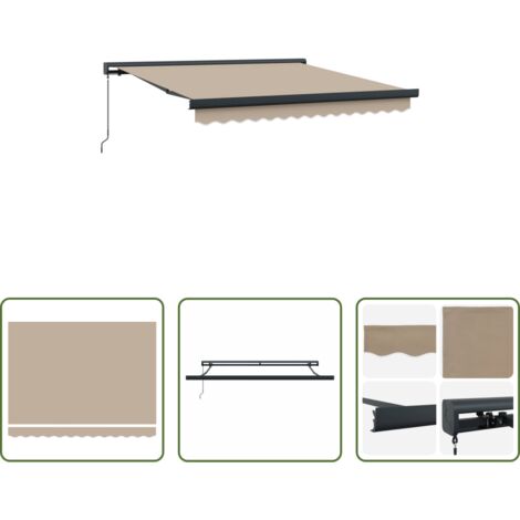 Ombrellone -  Tenda Retrattile Beige 350 x 250 cm Tessuto e Metallo