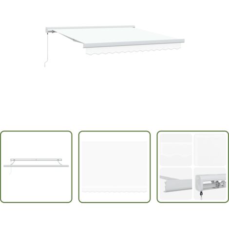 Ombrellone -  Tenda Retrattile Bianco 300 x 250 cm Tessuto e Metallo