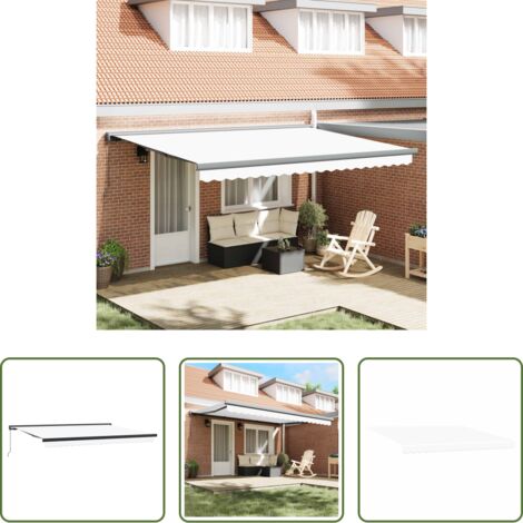 Ombrellone -  Tenda Retrattile Bianco 4 × 3 m Tela e Alluminio