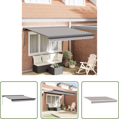 Ombrellone -  Tenda Retrattile Grigio chiaro 300 x 250 cm Tessuto e Metallo