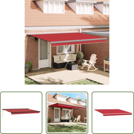 Ombrellone -  Tenda Retrattile Rosso 4 × 3 m Tela e Alluminio