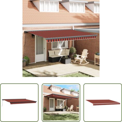 Ombrellone -  Tenda Retrattile Rosso e Nero 450 × 300 cm Tessuto e Metallo