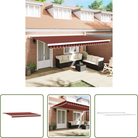 Ombrellone -  Tenda Retrattile Rosso e Nero 500 × 300 cm Tessuto e Metallo