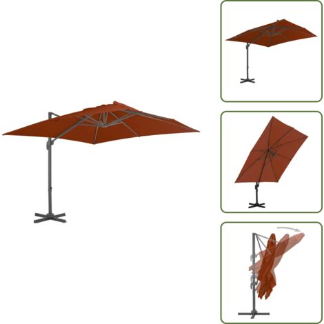 Ombrellone terracotta - vidaXL Ombrellone a Sbalzo con Palo in Alluminio 300x300 cm Terracotta - Ombrellone anti UV