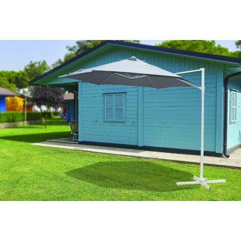 OMBRELLONE TONDO "GALDANA" PAPILLON - D270cm - TELO GRIGIO STRUTTURA BIANCA