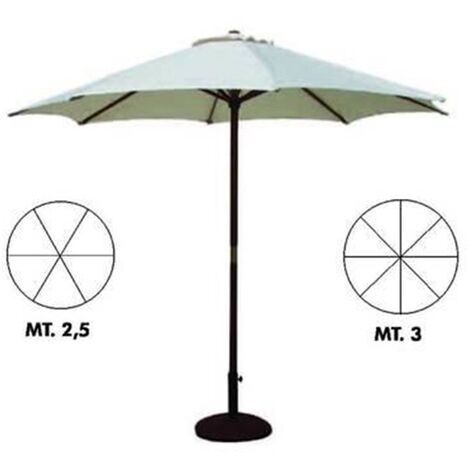 OMBRELLONE TONDO IN LEGNO  ø cm.300 PALO ø MM 48 a 8 stecche colore avana - FER