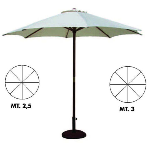 Ombrellone tondo in legno - Gold - Specifiche: Ø cm 300 palo Ø mm 48 8 stecche