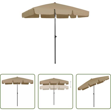 Ombrellone tortora -  Ombrellone da Spiaggia Tortora 200x125 cm