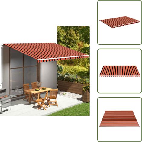 Ombrellone - vidaXL Tessuto di Ricambio Tenda da Sole Arancione e Marrone 5x3,5 m - Tenda da patio