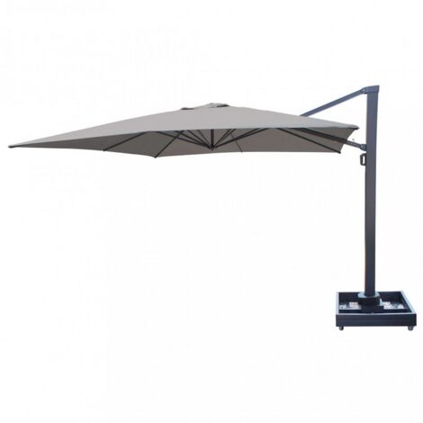 OMBRELLONE ZEUS 4X4X3,15H STUTTURA ANTRACITE TELO GRIGIO SCURO BASE CON RUOTE