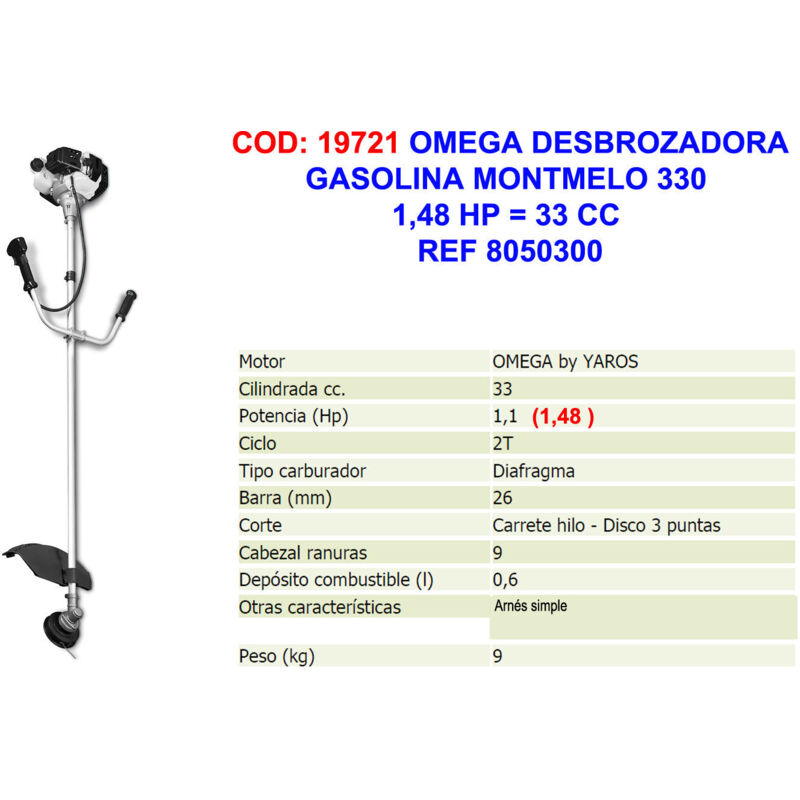 Débroussailleuse à essence Omega Montmelo 3301 48 cv 33 cc 8050300
