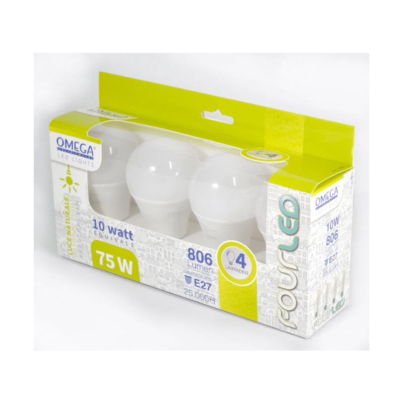 Goccia led: Set in scatola 4Pz A60-10W 4000K