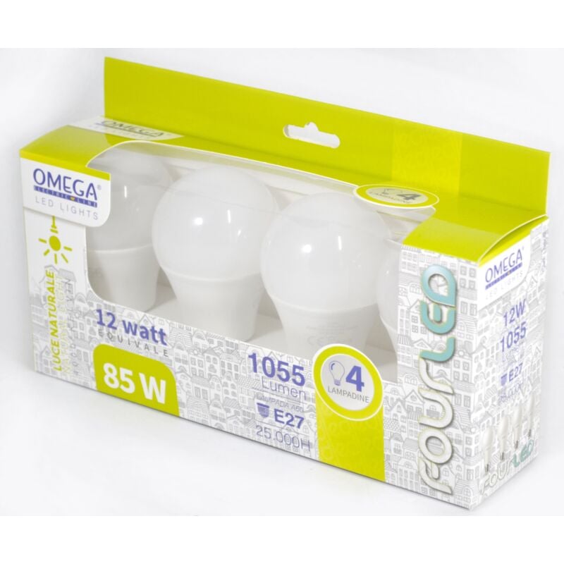 Goccia led: Set in scatola 4Pz A60-12W 4000K