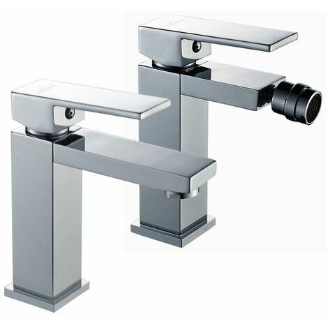 OMGG Kit Mitigeur Evier Robinet de Bidet Robinet de Lavabo Mitigeur Bidet en Laiton Massif avec Bec Pivotant 360 pour Salle de Bain