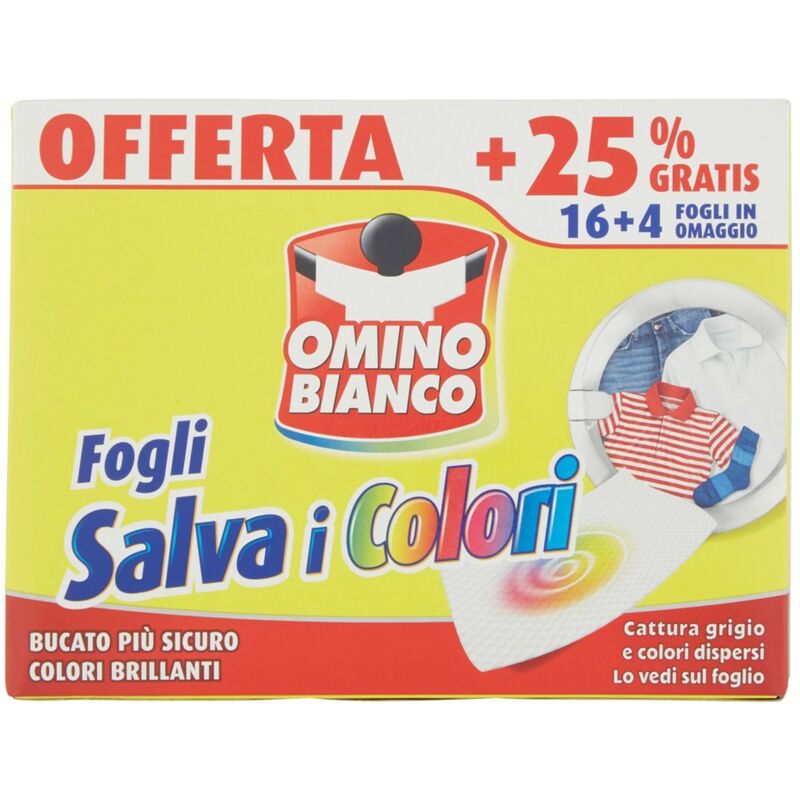 Image of Salva Colori - Proteggi e Ravviva i Colori dei Tuoi Capi 16+4 Fogli - Omino Bianco