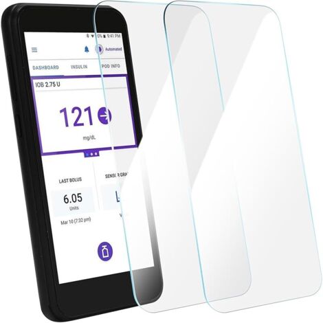 Omnipod 5 Lot de 2 films de protection d'écran en verre trempé compatibles avec le récepteur Omnipod 5 PDM, résistant aux rayures, anti-traces de doigts