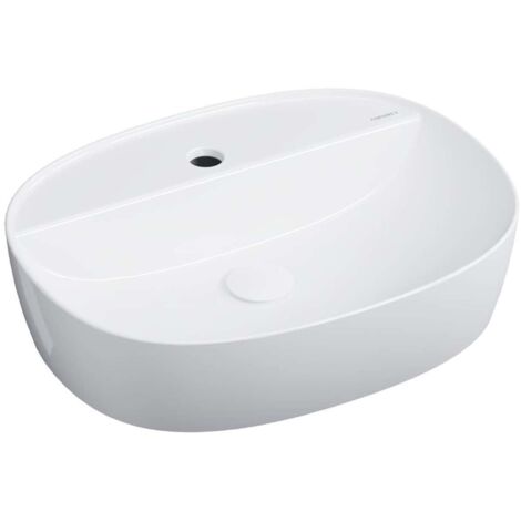 OMNIRES Atlanta - Lavabo da appoggio 50x39 cm, senza troppopieno, con foro per miscelatore, bianco ATLANTA505BP
