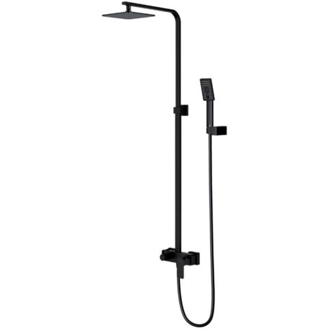 OMNIRES Baretti - Set doccia con miscelatore, 20x20 cm, 3 getti, nero opaco BA7844BL