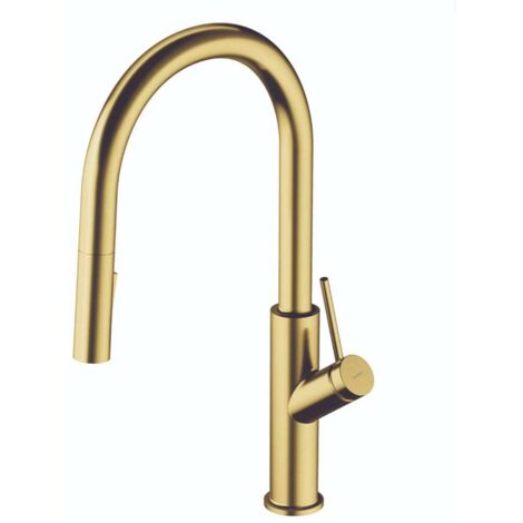 OMNIRES Bend - Grifo de fregadero con ducha extraíble, latón cepillado BE6455BSB