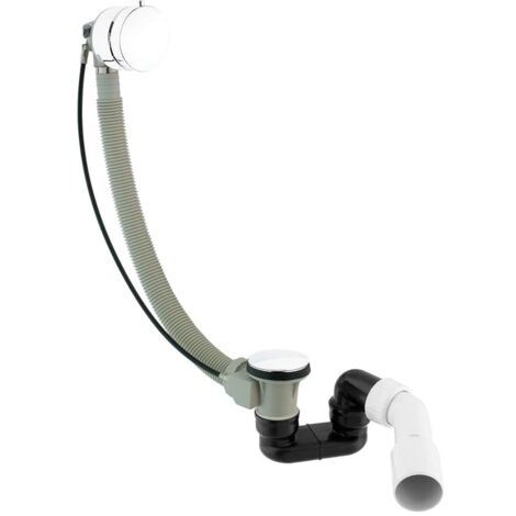 OMNIRES CGS - Sistema di scarico e troppopieno con erogazione per vasca da bagno, lunghezza 81 cm, bianco lucido TK132-PLUS-3.35+64-SBP