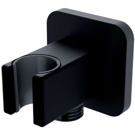 OMNIRES - Codo de pared con soporte, negro mate 8815BL