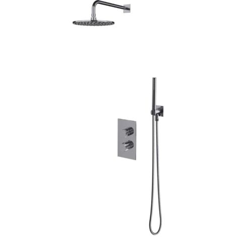 OMNIRES Contour - Conjunto de ducha con termostato, empotrado, con cuerpo de montaje, diámetro 25 cm, cromo SYSCT11CR