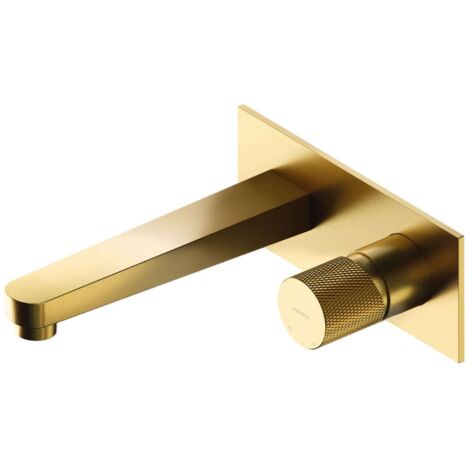 OMNIRES Contour - Grifería de lavabo empotrada, instalación de 2 orificios, con cuerpo, oro cepillado CT8015GLB