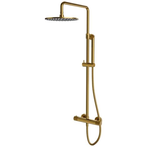 OMNIRES Contour - Set doccia termostatico, diametro 25 cm, oro spazzolato CT8044GLB