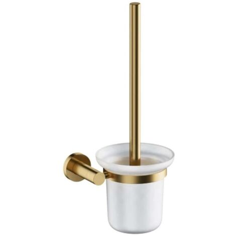 OMNIRES Modern Project - Escobilla de WC de pared con soporte, vidrio esmerilado/oro cepillado MP60620GLB