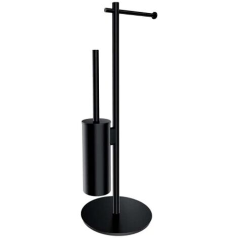 OMNIRES Modern Project - Portarotolo e scopino WC da appoggio, nero opaco MP60810BL