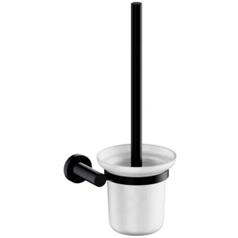 OMNIRES Modern Project - Scopino WC a parete con supporto, vetro latte/nero opaco MP60620BL