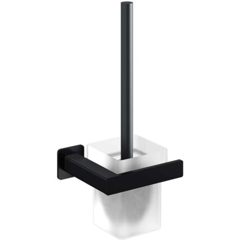 OMNIRES Nelson - WC-Bürste mit Halter, Wandmontage, Milchglas/schwarz matt NL80620BL