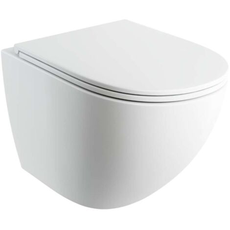 OMNIRES Ottawa Comfort - Inodoro suspendido con asiento SoftClose, Rimless, blanco mate OTTAWACMWBM