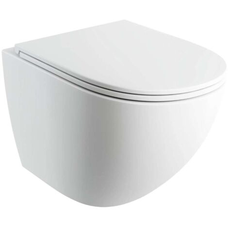 OMNIRES Ottawa Comfort - Inodoro suspendido con asiento SoftClose, Rimless, blanco mate OTTAWACSPMWBM