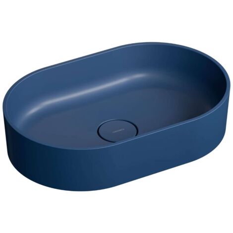 OMNIRES Ovo M+ - Lavabo sobre encimera 55x36 cm, sin rebosadero, azul OVOUNMB