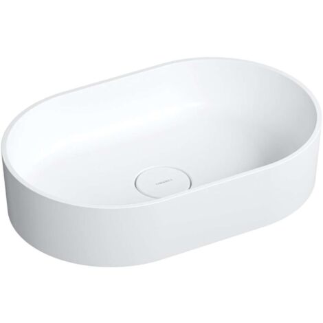 OMNIRES Ovo M+ - Lavabo sobre encimera 55x36 cm, sin rebosadero, blanco mate OVOUNBM