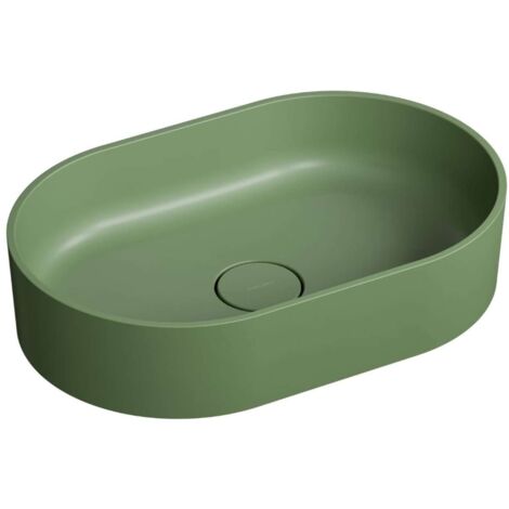 OMNIRES Ovo M+ - Vasque à poser, 55x36 cm, sans trop-plein, vert OVOUNOL