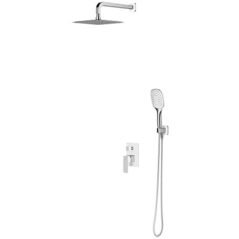 OMNIRES Parma - Conjunto de ducha con grifo empotrado, con cuerpo, 20x20 cm, 3 chorros, cromo/blanco SYSPM16ACRB