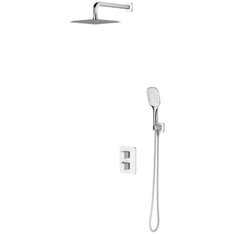 OMNIRES Parma - Duschset mit Unterputz-Thermostat, mit Einbaukörper, 20x20 cm, 3 Strahlarten, Chrom/weiß SYSPM17ACRB