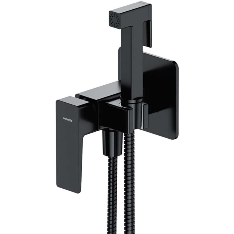 Omnires - Parma - Mitigeur de bidet encastré, avec douchette et corps d'encastrement, noir mat SYSPMBI2BL